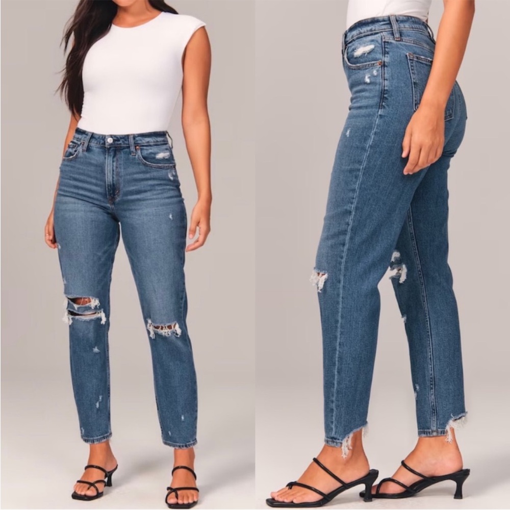 Abercrombie The Mom High Rise Distressed Jean